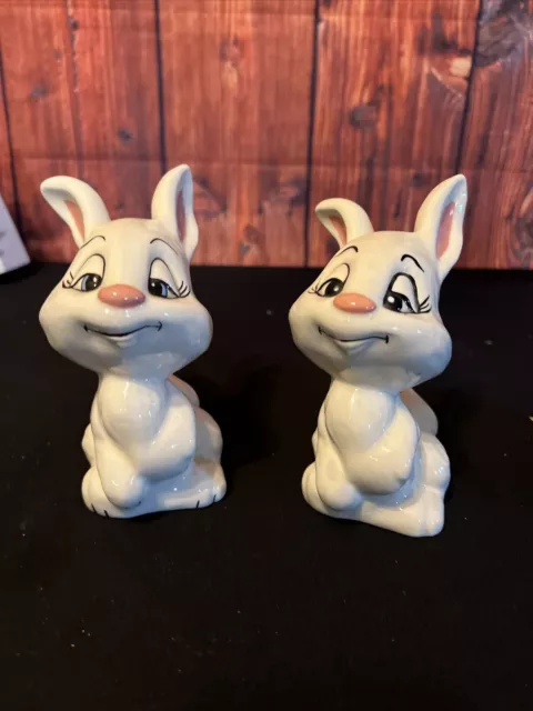 Vintage Ceramic Anthropomorphic Bunny Rabbit Figurines, Set of 2 Easter