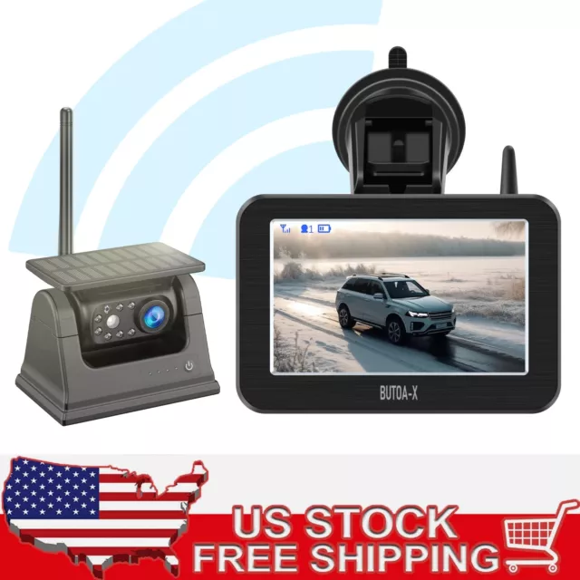 Wireless Magnetic Backup camera Solar Rechargeable for Trailer Rv 5inch Monitor