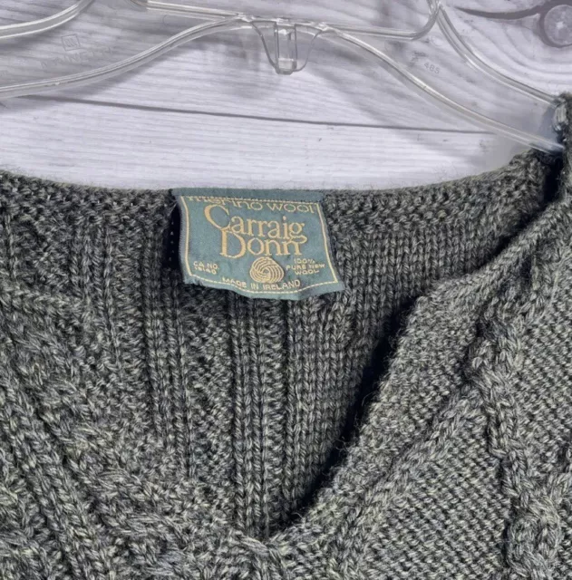 CARRAIG DONN 100% Merino Wool Irish Sweater Womens Small Green ...