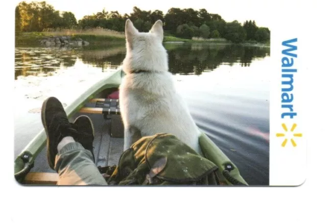 Walmart Peaceful Boat Man Dog Camping Gift Card No $ Value Collectible FD106362