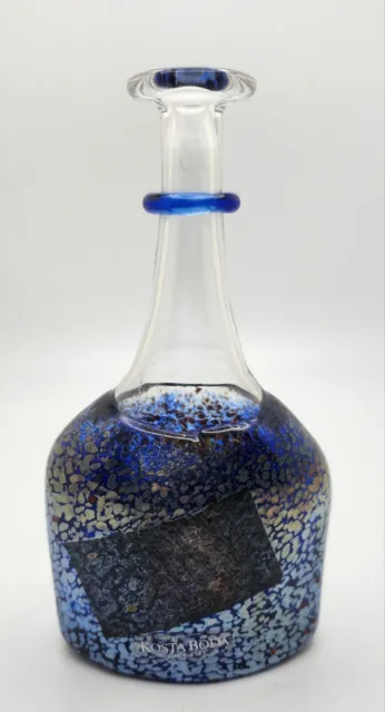 Swedish Miniature Kosta Boda Blue Art Glass Satellite Vase, Designer B. Vallien