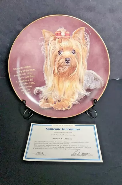 Someone to Comfort plate Cherished Yorkies with Certificate of Authenticity