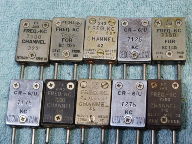 🔥LOT 10 VINTAGE HAM RADIO HF 40 METER AMATEUR FREQUENCY CRYSTAL COLLECTION ss