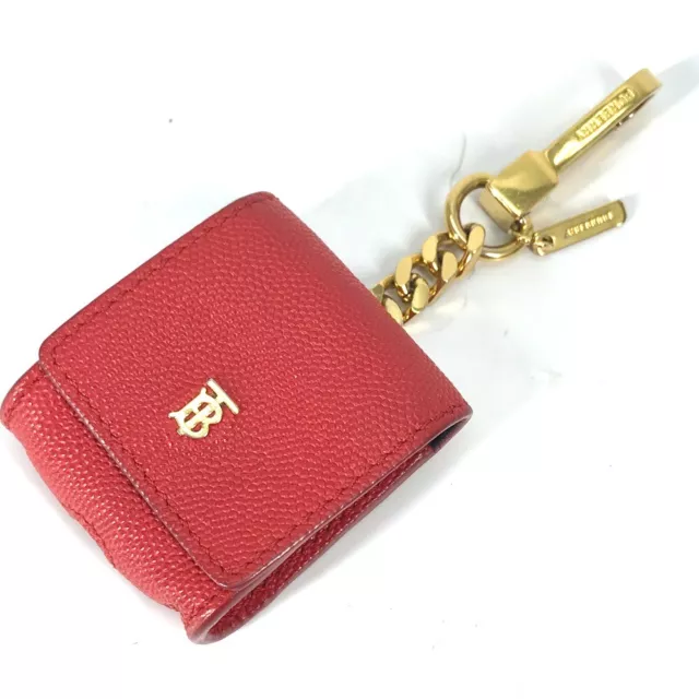BURBERRY TB logo airpods case Earphone case Leather Red