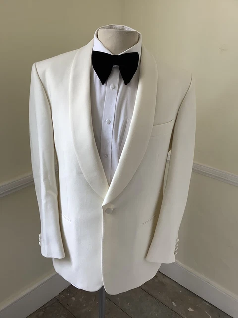 Giacca da cena smoking da uomo superba miscela lana MOSS BROS crema 42 R