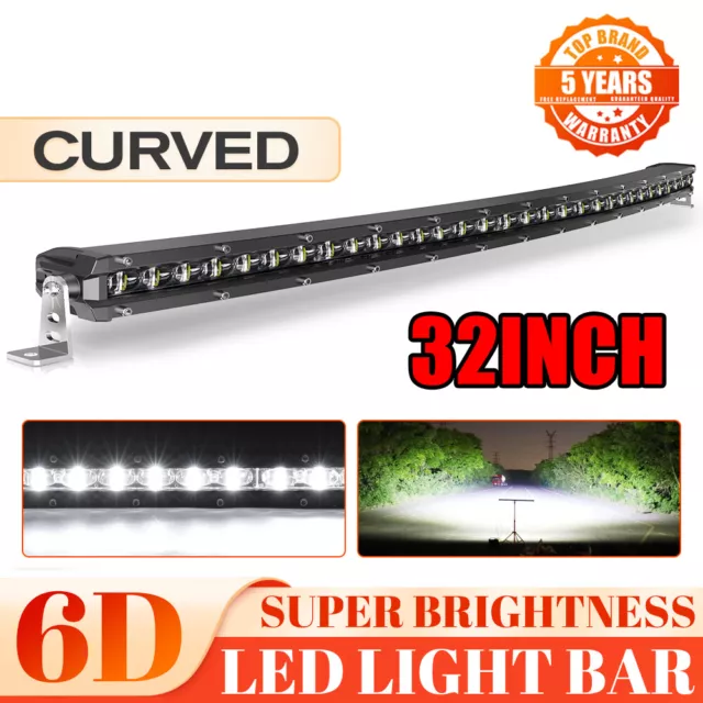 32inch SLIM Curved LED Light Bar Spot Flood Driving Offroad Bumper Truck SUV ATV