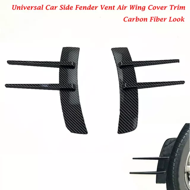 2Pcs Car Exterior Side Fender Vent Air Wing Cover Trim Universal Carbon Fiber