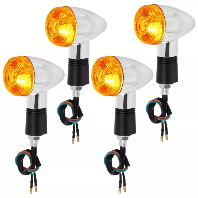 4x Universal Motorcycle Indicators Motorbike Turn Signal Light Bullet Bulbs ∡