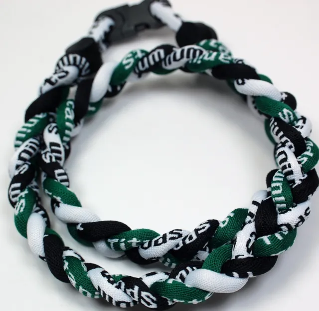 NEW! BASEBALL Titanium TORNADO Sports Necklaces 20" Green Black White 3 ROPE