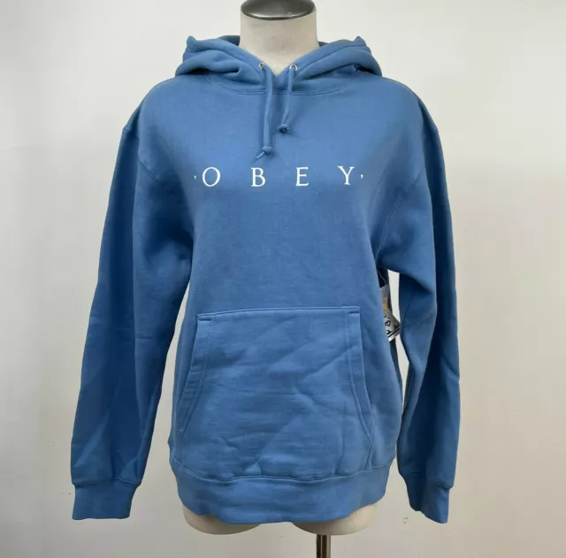 Obey Women's Box Hoodie Sweatshirt Novel Obey Columbia Blue Size S NWT