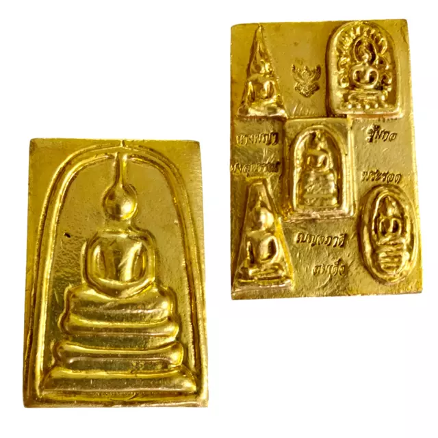 PHRA SOMDEJ LP Amulet Thai Buddha Wat Rakang Gold Brass Wealth Talisman Magic