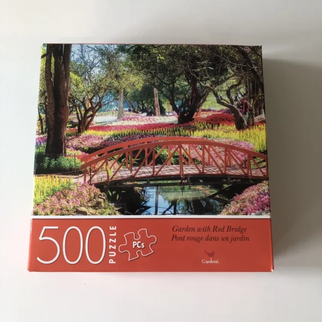 Cardinal 500 Piece Puzzle Garden With Red Bridge