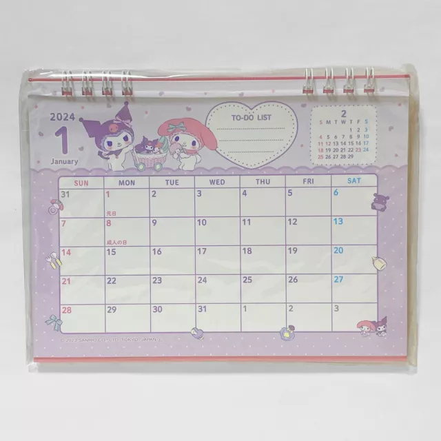 SANRIO MY MELODY Kuromi 2024 Desktop Ring Calendar Kawaii Japan Limited