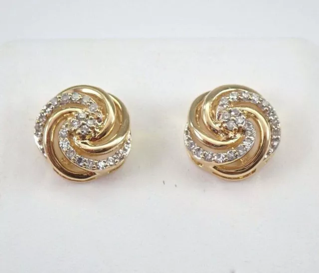 1Ct White Diamond Swirl Cluster Stud Earrings 14K Yellow Gold Plated Lab Created