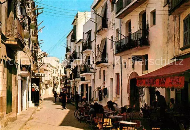 72851976 Ibiza Islas Baleares Calle tipica Gasse Strassencafe Ibiza