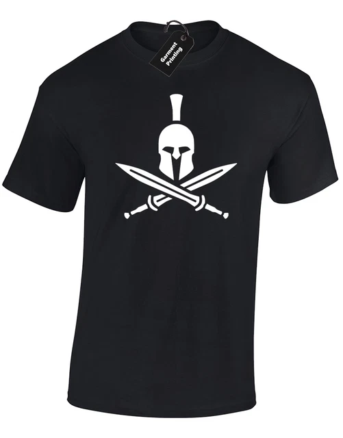 Maglietta Da Uomo Spade Incrociate Spartan Bodybuilding Mma Fitness Palestra Top