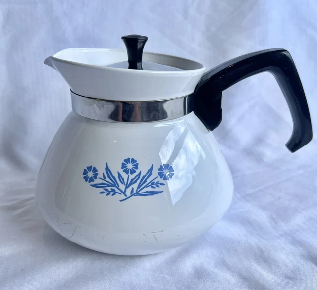 Teapot Blue Cornflower Coffee Pot VINTAGE CORNING WARE Cup Blue