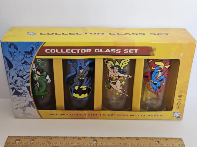 DC Comic set of 4 - 10 oz 1295 MLJ glasses IN BOX!! Item# 52496