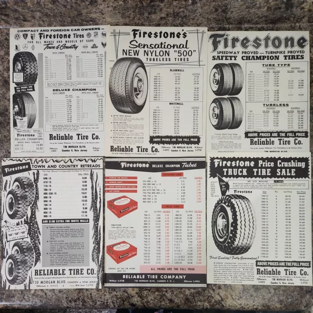 Vintage Lot Firestone Tire Advertisements Price Lists