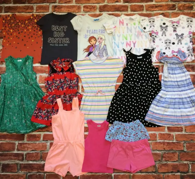 Girls Clothes Bundle 5-6 Years Dress Tops Shorts Playsuit Next TU M&S George Etc