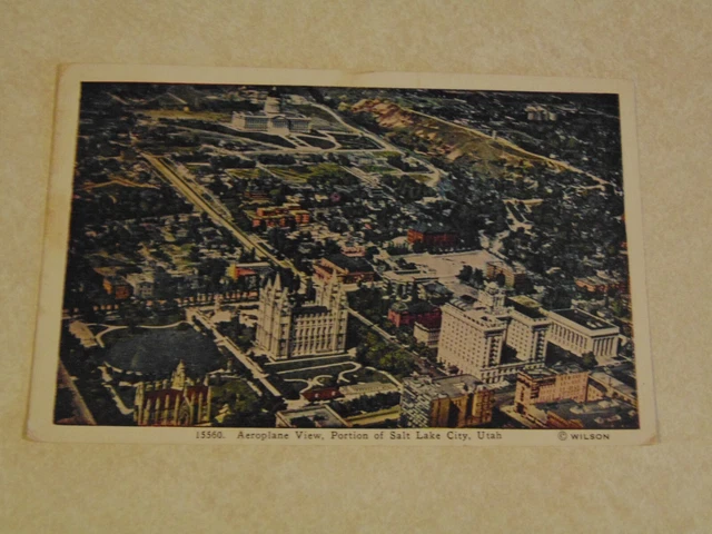 D1198 Postcard Utah UT Salt Lake City Airplane view