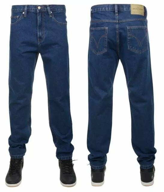MEN'S DUKE BOSTON Rockford Workwear Denim Jeans Regular Sizes Black ...