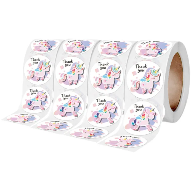 4 Rolls Stickers Unicorn Thank You Favor Candy Bag Sealing Decal