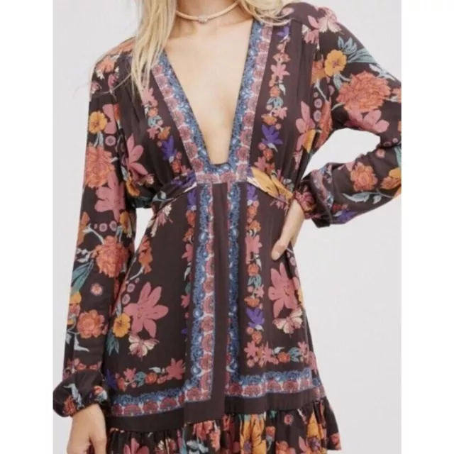 Free People Size 2 Violet Hill Floral Printed Tunic Dress Womens $108 Retail EUC 2