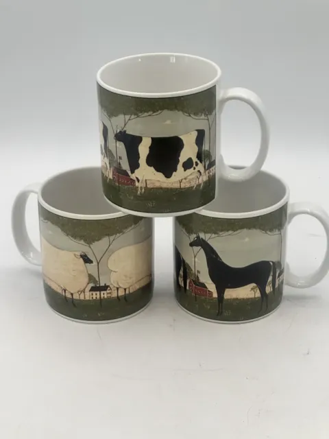 Warren Kimball Vintage 2000 Animal Collection Mug Horse Sheep Cow 3 Piece 10 oz