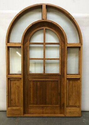 Rustic reclaimed lumber side lites door solid wood story book castle glass door
