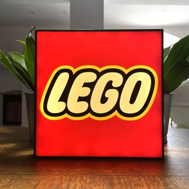 Insegna Luminosa Led A Batterie  Lego Giochi Mattoncini Bambini  Targa Da Bar