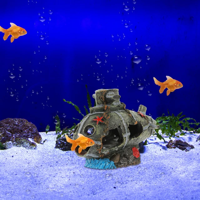 Resin Fish Tank Decoration Sunken Pirate Ship Aquarium Submarine Wreck Ornament