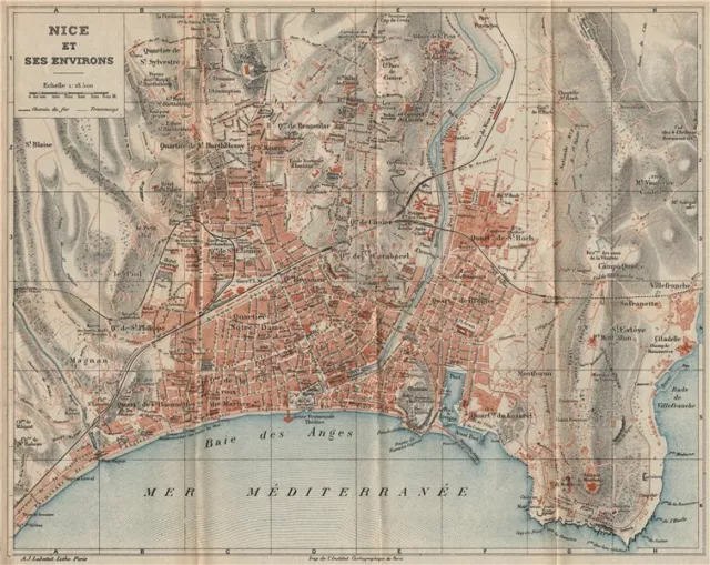 NICE & ENVIRONS. Cimiez. Jetée. Vintage town city plan. Alpes-Maritimes 1920 map