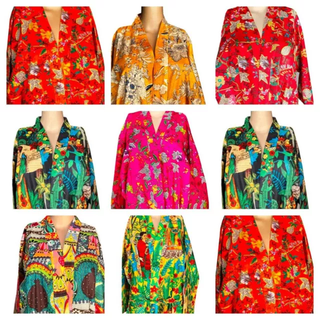 10 PC Handmade Wholesale Lot Indian Kimono Women Kaftan Floral Cotton Long Dress