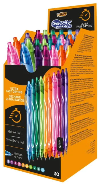 Bic Ball Gel Pens, 900 x 600 mm, Pack of 30, Multi-Colour multi-coloured Pack of