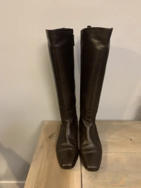AQUATALIA DARK BROWN Leather Knee High Boots, Women’s Size 8B - Great ...