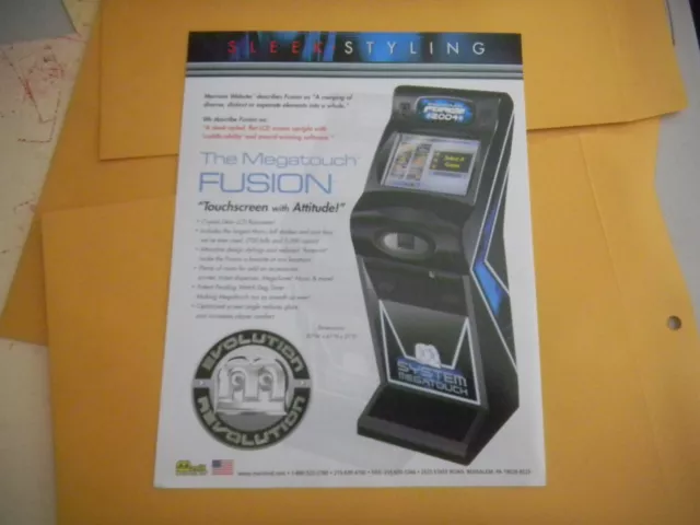 Fusion Evo   Megatouch Merit       Arcade   Game  Flyer