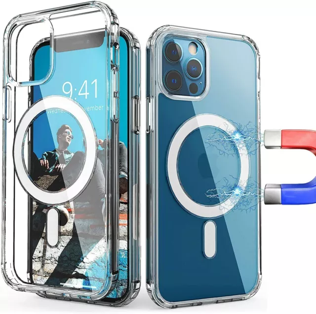 For Apple iPhone 13Pro Max 12 11 Clear Case Slim Plating Mag Safe Magnetic Cover