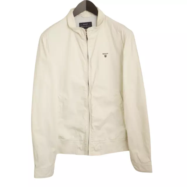 Hommes GANT Veste Aviateur Blanc Fermeture Éclair Coton Respirant Taille L