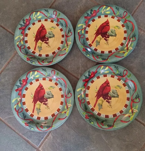 Lenox Winter Greetings Everyday Cardinal 10 3/4" Dinner Plates Set Of 4