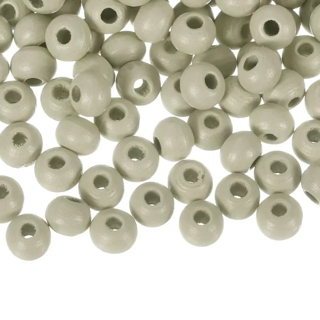 100 Stück 6mm bunte Naturholzperlen,große runde farbenfrohe (Khaki)