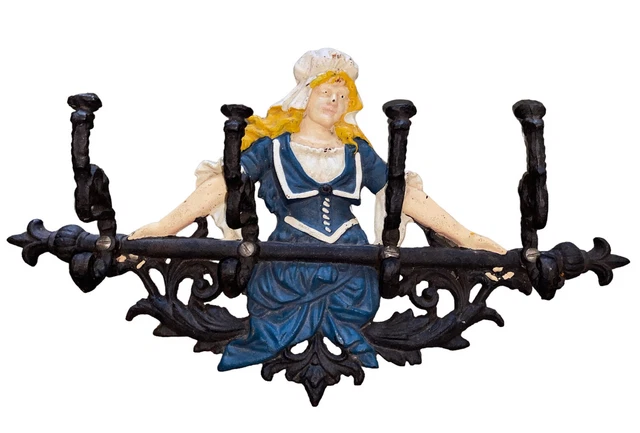 VINTAGE CAST IRON Coat Hanger ￼ RACK WALL MOUNT