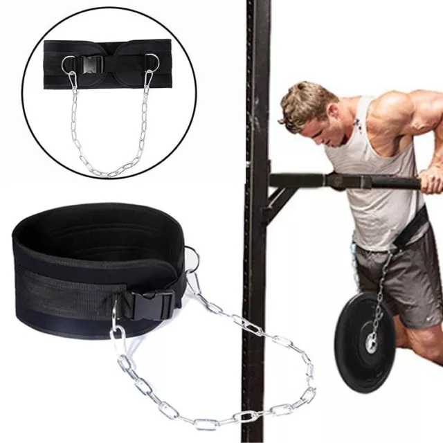 Dipping & Pull Up Weight Belt With Chain Gym Fitness back Support Dips/Ups