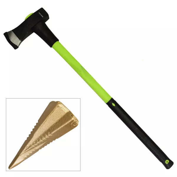 6lb Log Splitting Wood Maul Axe Fibreglass Shaft & Rubber Handle + Log Bomb