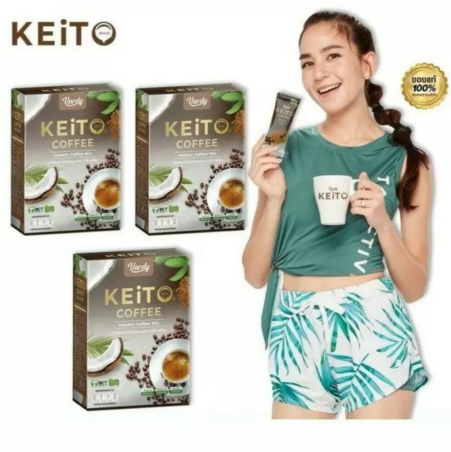 3X Vardy Keto Coffee Instant Mix Sugar 0% (use Stevia) Freeze-dried 15 Sachets