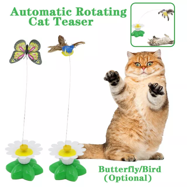 Electric Butterfly Bird Rotating Cat Toy Funny Pet Kitten Interactive Training