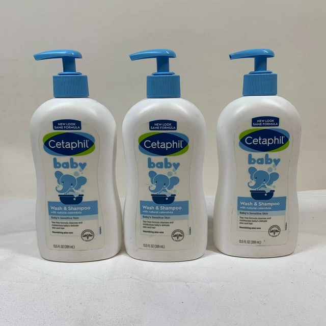 (Lot of 3) Cetaphil Baby Wash & Shampoo with Natural Calendula, Tear Free 13.5oz