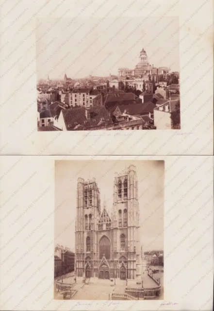 1890 BELGIUM Brussels Cathedral of St. Michael and Gudula 2 Photo albumen