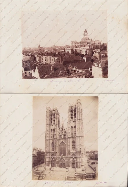 1890 BELGIUM Brussels Cathedral of St. Michael and Gudula 2 Photo albumen