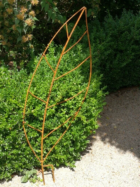 EDELROST GARTENSTECKER RANKHILFE Blatt groß Rankstab Rost Gartendeko